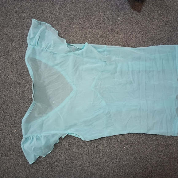 Light Blue semi-transparent/see-through Blouse | Size S - Picture 2 of 3